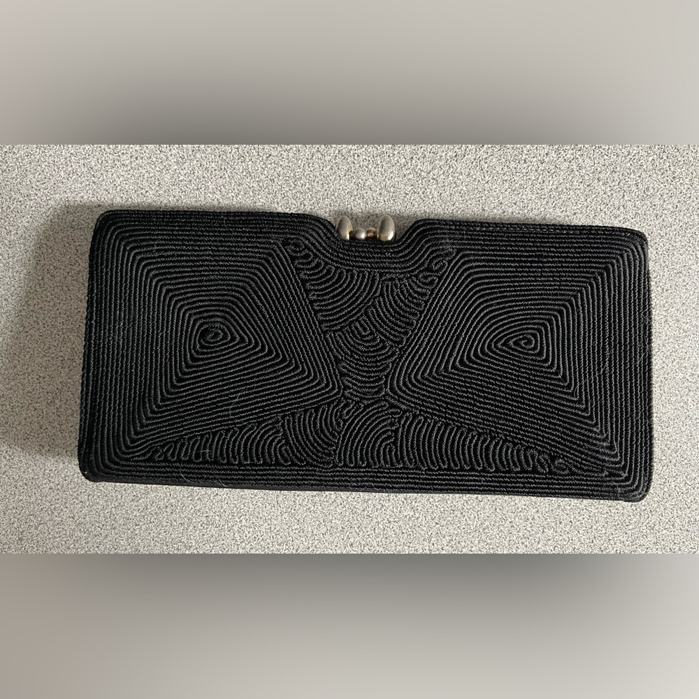 Vintage Gold Seal 1940s Black Clutch Bag